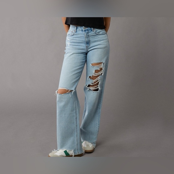 AE strigid curvy ripped super high waisted baggy straight jeans - Picture 8 of 9